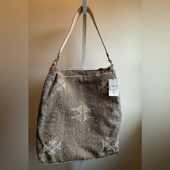 NWT Jenna Bee x Free People Cactus Silk Tote Brown - Picture 6 of 10